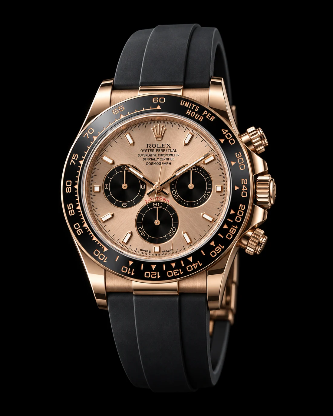 Rolex Daytona de tons rosé e mostrador champanhe